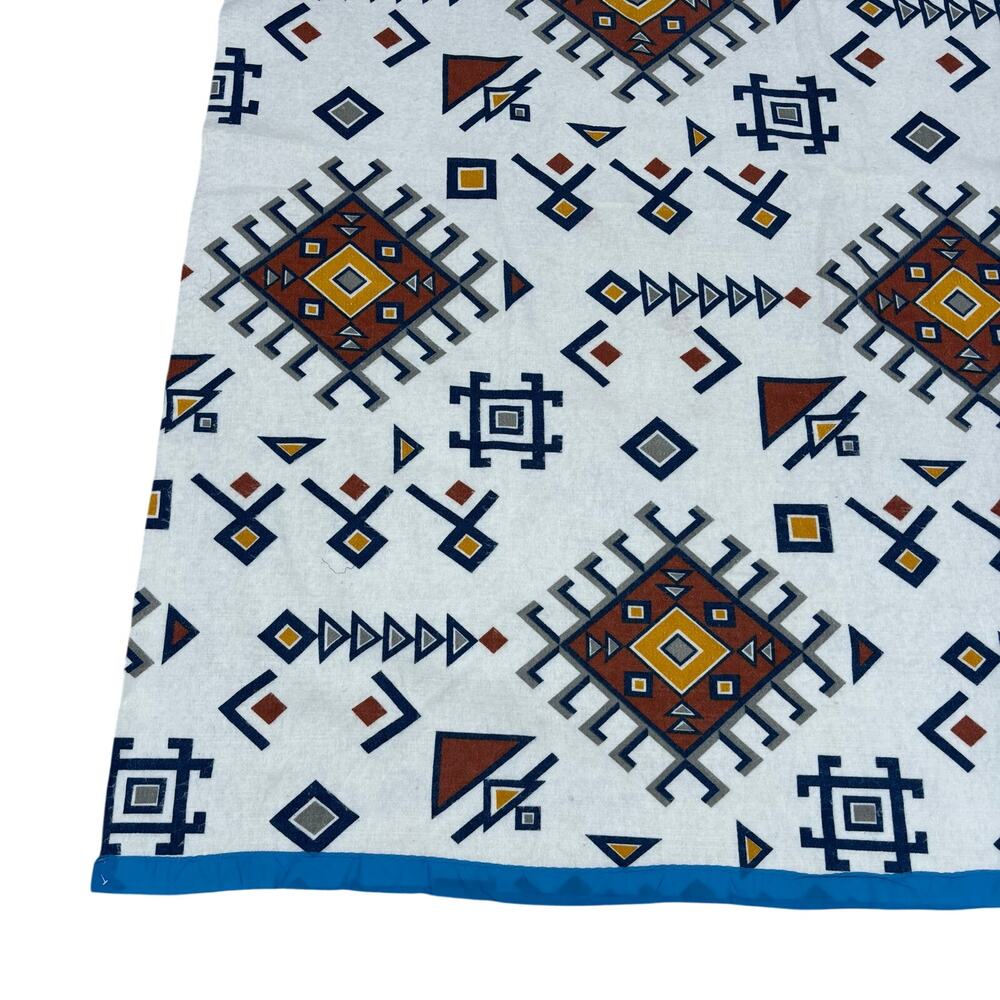 Vintage Cannon Monticello Satin Trim Throw Blanket 80x89” Southwest Aztec